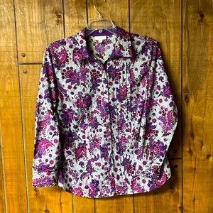 Charter Club 100% cotton  long sleeved blouse, subtle pleating front, size 14W